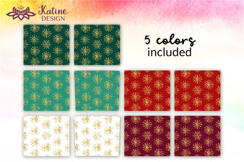 Christmas Tumbler, Red Maroon, White, Green, Dark Emerald, Gold Snowflake Tumbler, Winter Tumbler, Seamless Tumbler, Tumbler Bundle for 20 oz Skinny Sublimation Wrap Design. Straight and Tapered PNG file Sublimation KatineDesign 