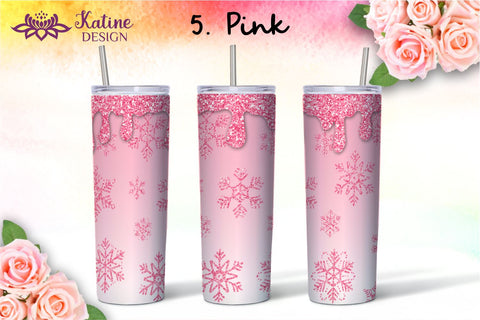 Pink Dripping Glitter Sublimation Tumbler Designs