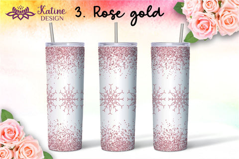 Christmas Tumbler, Snowflake Tumbler, Winter Tumbler, Glitter Drip Tumbler, Dripping Glitter, Seamless Tumbler Wrap, Gold, Silver, Coppper, Rose Gold, Black Glitter Tumbler Bundle for 20 oz Skinny Sublimation Wrap Design. Straight and Tapered PNG file Sublimation KatineDesign 