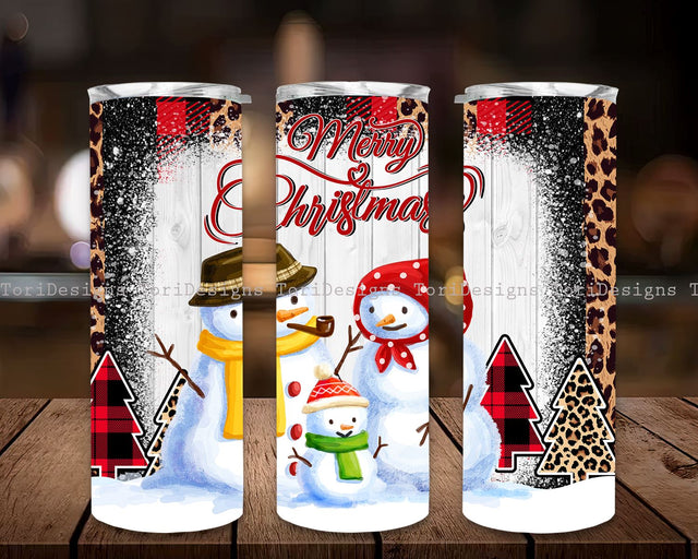 Christmas Tumbler Snowman 20oz Skinny Tumbler Wrap Sublimation ToriDesigns 