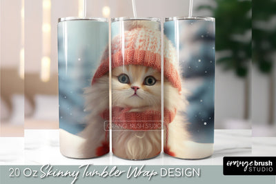 Christmas Tumbler Sublimation - Cat Tumbler Template Sublimation OrangeBrushStudio 