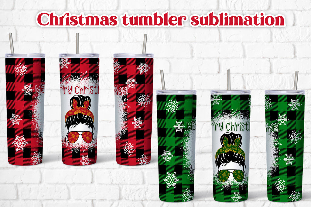 Christmas tumbler sublimation | Christmas messy bun - So Fontsy