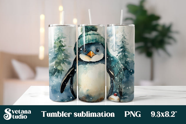 Christmas tumbler sublimation | Christmas penguin tumbler SVG Svetana Studio 