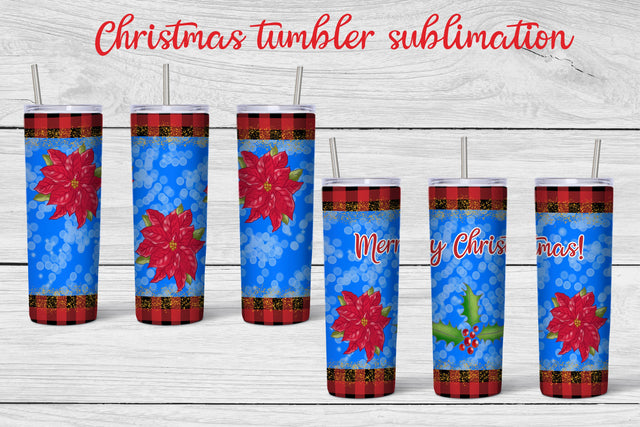 Christmas tumbler sublimation | Christmas poinsettia PNG Sublimation Svetana Studio 