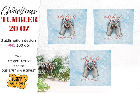 Christmas tumbler sublimation. "Cold hands warm heart" quote Sublimation Yustaf Art Store 