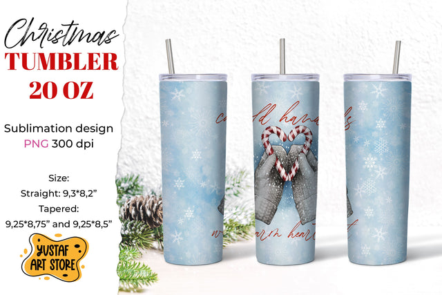 Christmas tumbler sublimation. "Cold hands warm heart" quote Sublimation Yustaf Art Store 