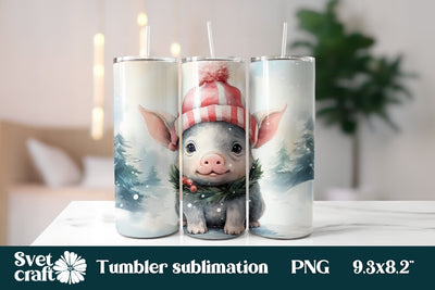 Christmas tumbler sublimation | Cute pig tumbler sublimation Sublimation Svetana Studio 