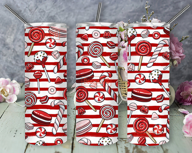 Christmas Tumbler Sublimation Design, Peppermint Candy 20oz Skinny Tumbler Wraps Template PNG, Merry Christmas 20oz Straight Tumbler Sublimation DesignSVG 