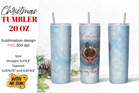 Christmas tumbler sublimation. "Hot chocolate weather" quote Sublimation Yustaf Art Store 