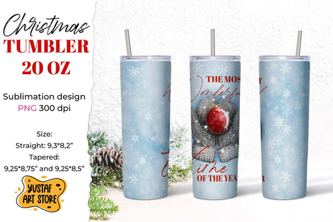 Christmas tumbler sublimation wrap with winter illustration Sublimation Yustaf Art Store 