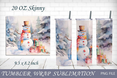 Christmas tumbler with snowman, Winter tumbler wrap png Sublimation AnastasiyaArtDesign 