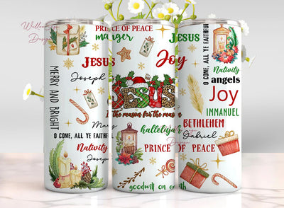 Christmas Tumbler Wrap 20 oz Skinny Tumbler Sublimation Design Digital Download, Christian Reason for the Season Tumbler Sublimation WillowSageDesign 