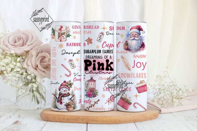 Christmas Tumbler Wrap 20 oz Skinny Tumbler Sublimation Design Digital Download PNG Instant DIGITAL Retro Holiday Pink Christmas Tumbler Sublimation sassyprint 
