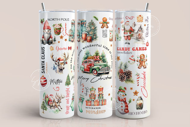 Christmas Tumbler Wrap, 20 oz Skinny Tumbler Sublimation Design, Retro Holiday, Pink Christmas Tumbler, Gift for Christmas Holiday, Digital Sublimation Syre Digital Creations 