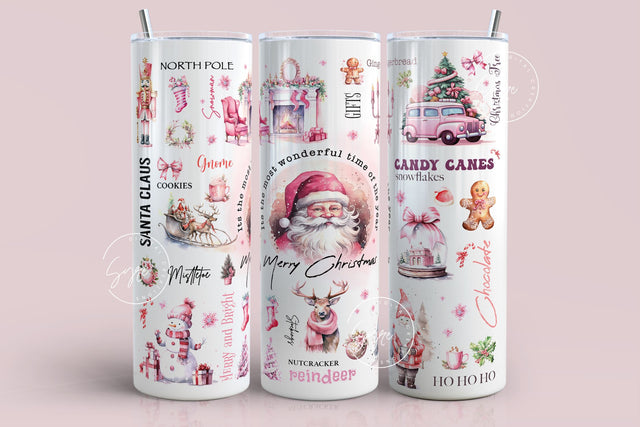 Christmas Tumbler Wrap, 20 oz Skinny Tumbler Sublimation Design, Retro Holiday, Pink Christmas Tumbler, Gift for Christmas Holiday, Digital Sublimation Syre Digital Creations 
