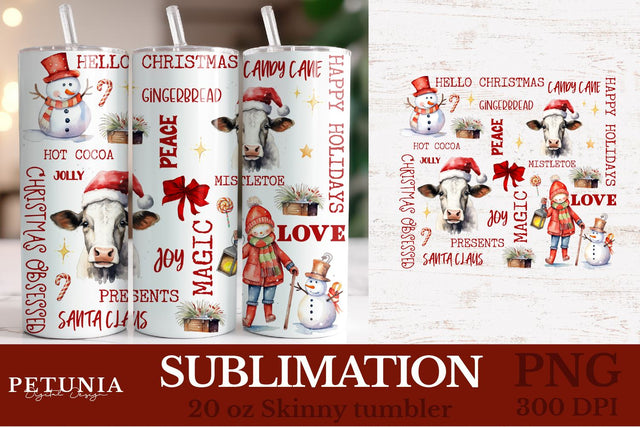 Christmas Tumbler Wrap | 20 oz Sublimation Tumbler Designs Sublimation Petunia Digital Design 