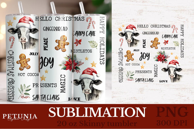 Christmas Tumbler Wrap | 20 oz Sublimation Tumbler Designs Sublimation Petunia Digital Design 