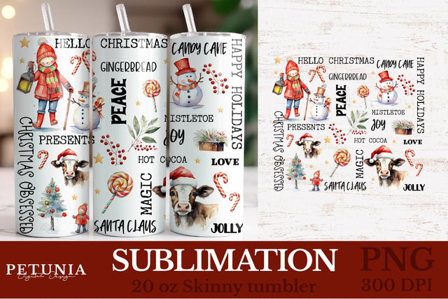 Christmas Tumbler Wrap | 20 oz Sublimation Tumbler Designs Sublimation Petunia Digital Design 