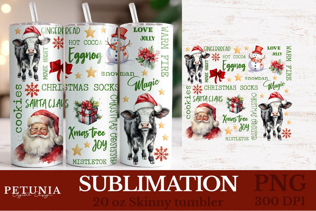 Christmas Tumbler Wrap | 20 oz Sublimation Tumbler Designs Sublimation Petunia Digital Design 