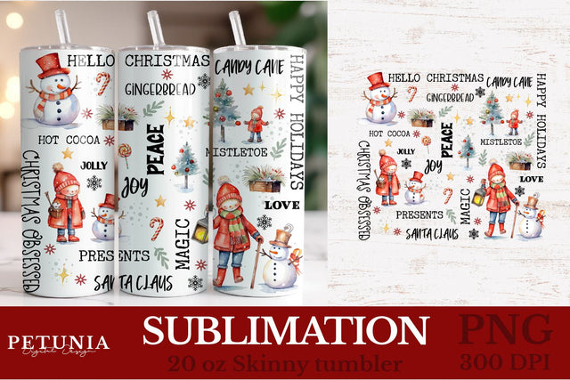 Christmas Tumbler Wrap | 20 oz Sublimation Tumbler Designs Sublimation Petunia Digital Design 