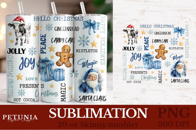 Christmas Tumbler Wrap | 20 oz Sublimation Tumbler Designs Sublimation Petunia Digital Design 