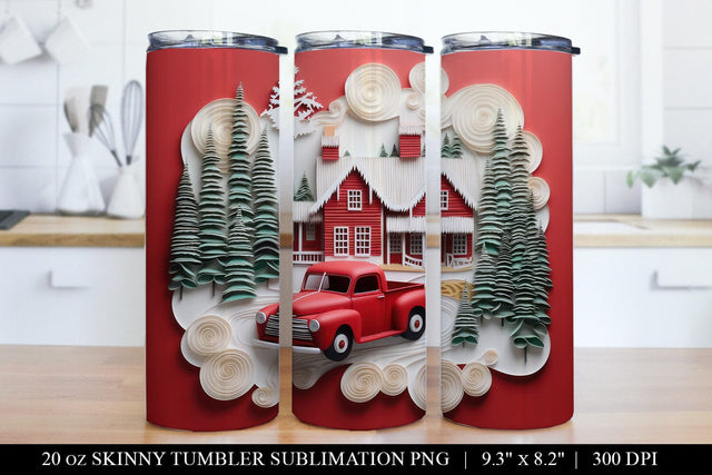 Christmas Tumbler Wrap, 3D Christmas Tumbler PNG Sublimation Design Sublimation BijouBay 
