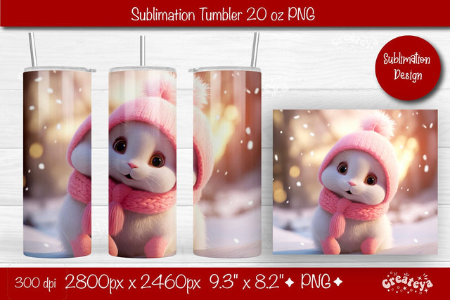 Christmas Tumbler wrap Baby Animals Tumbler png 20 Oz sublimation design Xmas Tumbler Sublimation Createya Design 