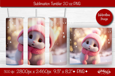 Christmas Tumbler wrap Baby Animals Tumbler png 20 Oz sublimation design Xmas Tumbler Sublimation Createya Design 