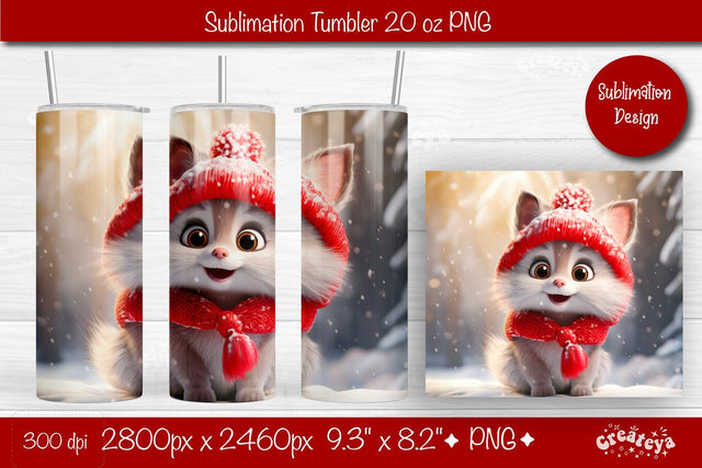 Christmas Tumbler wrap Baby Animals Tumbler png 20 Oz sublimation design Xmas Tumbler Sublimation Createya Design 