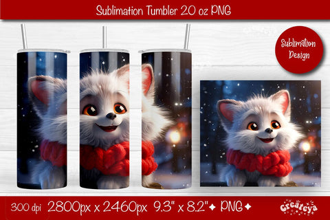 Christmas Tumbler wrap Baby Animals Tumbler png 20 Oz sublimation design Xmas Tumbler Sublimation Createya Design 