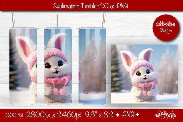 Christmas Tumbler wrap Bunny Tumbler png 20 Oz sublimation design Xmas Tumbler Sublimation Createya Design 