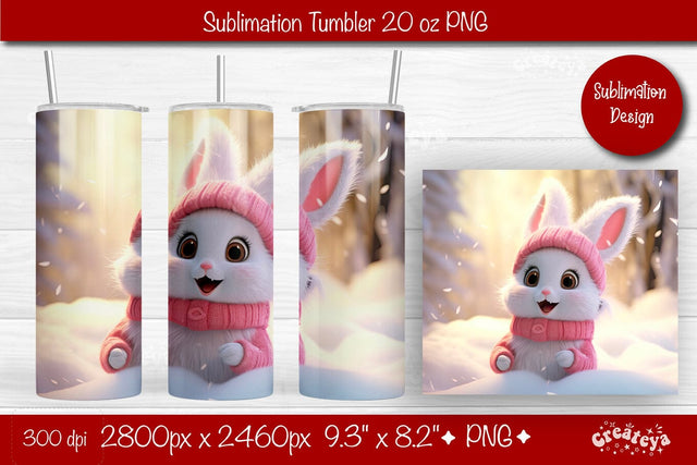 Christmas Tumbler wrap Bunny Tumbler png 20 Oz sublimation design Xmas Tumbler Sublimation Createya Design 