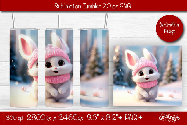 Christmas Tumbler wrap Bunny Tumbler png 20 Oz sublimation design Xmas Tumbler Sublimation Createya Design 