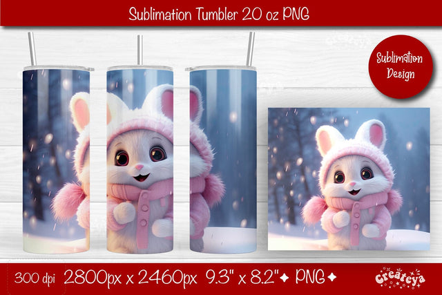 Christmas Tumbler wrap Bunny Tumbler png 20 Oz sublimation design Xmas Tumbler Sublimation Createya Design 