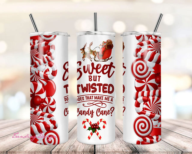 Christmas Tumbler Wrap, Candy Cane Tumbler, Sweet But Twisted PNG, Gift for Christmas for Straight/Tapered PNG File Digital Download Sublimation TrendingDesign 