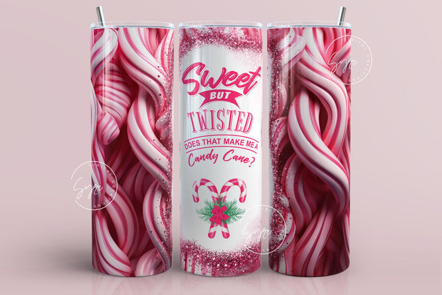 Christmas Tumbler Wrap, Candy Cane Tumbler, Sweet But Twisted PNG, Gift for Christmas Holiday, Skinny Tumbler Sublimation wrap 20 oz PNG Sublimation Syre Digital Creations 