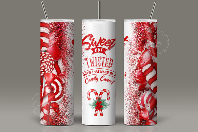 Christmas Tumbler Wrap, Candy Cane Tumbler, Sweet But Twisted PNG, Gift for Christmas Holiday, Skinny Tumbler Sublimation wrap 20 oz PNG Sublimation Syre Digital Creations 