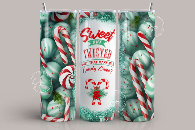 Christmas Tumbler Wrap, Candy Cane Tumbler, Sweet But Twisted PNG, Gift for Christmas Holiday, Skinny Tumbler Sublimation wrap 20 oz PNG Sublimation Syre Digital Creations 