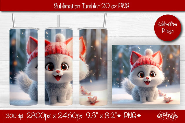 Christmas Tumbler wrap Cat Tumbler png 20 Oz sublimation design Xmas Tumbler Sublimation Createya Design 
