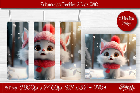 Christmas Tumbler wrap Cat Tumbler png 20 Oz sublimation design Xmas Tumbler Sublimation Createya Design 