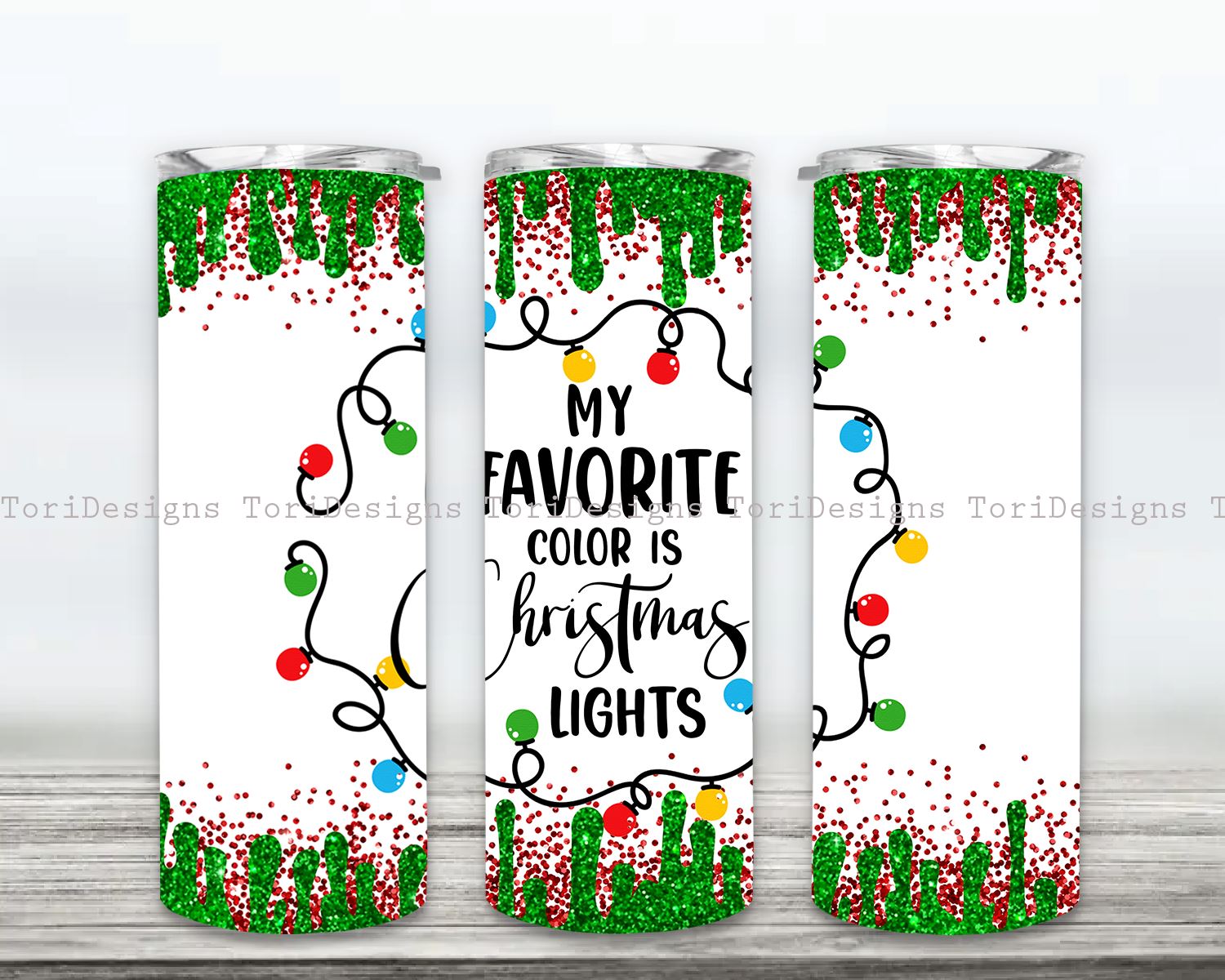 20 oz Holographic Skinny Elf Christmas Cheer Sublimation Tumbler