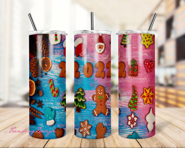 Christmas Tumbler Wrap Cookies and Milk PNG Seamless Sublimation Designs Downloads - Skinny 20oz Sublimation TrendingDesign 