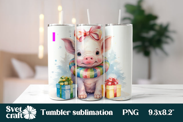 Christmas tumbler wrap | Cute pig tumbler sublimation Sublimation Svetana Studio 