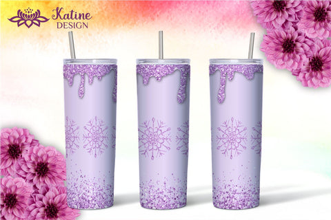 Christmas Tumbler Wrap Designs, Snowflake Tumbler, Winter Tumbler, Glitter Drip Tumbler, Dripping Glitter, Colorful Tumbler, Seamless Tumbler Wrap, Tumbler Bundle for 20 oz Skinny Sublimation Wrap Design. Straight and Tapered PNG file Sublimation KatineDesign 