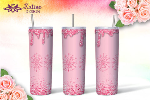 Christmas Tumbler Wrap Designs, Snowflake Tumbler, Winter Tumbler, Glitter Drip Tumbler, Dripping Glitter, Colorful Tumbler, Seamless Tumbler Wrap, Tumbler Bundle for 20 oz Skinny Sublimation Wrap Design. Straight and Tapered PNG file Sublimation KatineDesign 
