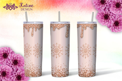 Christmas Tumbler Wrap Designs, Snowflake Tumbler, Winter Tumbler, Glitter Drip Tumbler, Dripping Glitter, Colorful Tumbler, Seamless Tumbler Wrap, Tumbler Bundle for 20 oz Skinny Sublimation Wrap Design. Straight and Tapered PNG file Sublimation KatineDesign 
