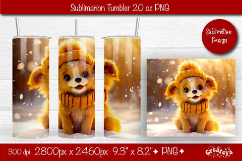 Christmas Tumbler wrap Dog Tumbler png 20 Oz sublimation design Xmas Tumbler Sublimation Createya Design 