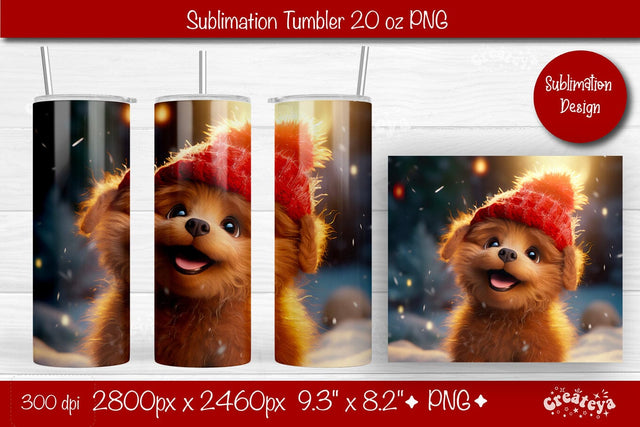 Christmas Tumbler wrap Dog Tumbler png 20 Oz sublimation design Xmas Tumbler Sublimation Createya Design 