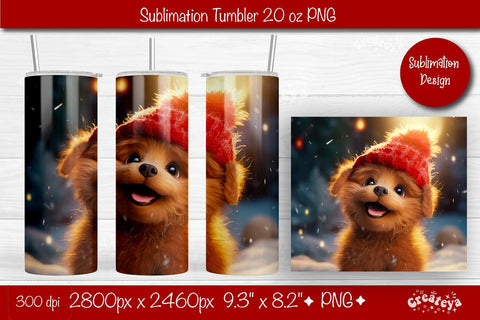 Christmas Tumbler wrap Dog Tumbler png 20 Oz sublimation design Xmas Tumbler Sublimation Createya Design 