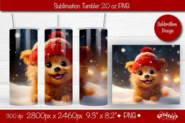 Christmas Tumbler wrap Dog Tumbler png 20 Oz sublimation design Xmas Tumbler Sublimation Createya Design 